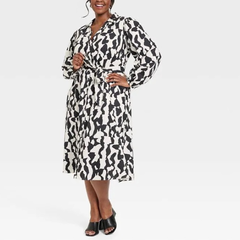 Ava & Viv™ Balloon Long Sleeve Shirtdress NWOT - Black